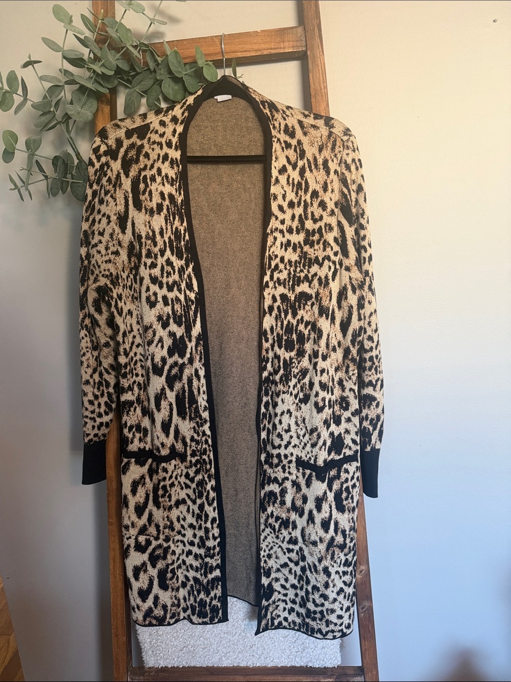 Chico's Leopard Print Open-Front Cardigan - Cream & Black